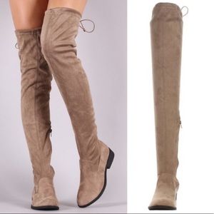 Kensie Taupe thigh high boots